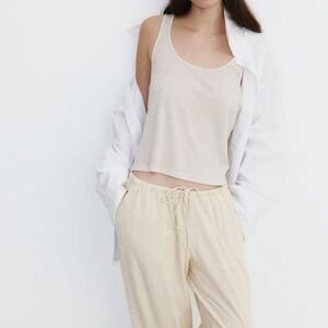 H&M Cream Drawstring Trousers